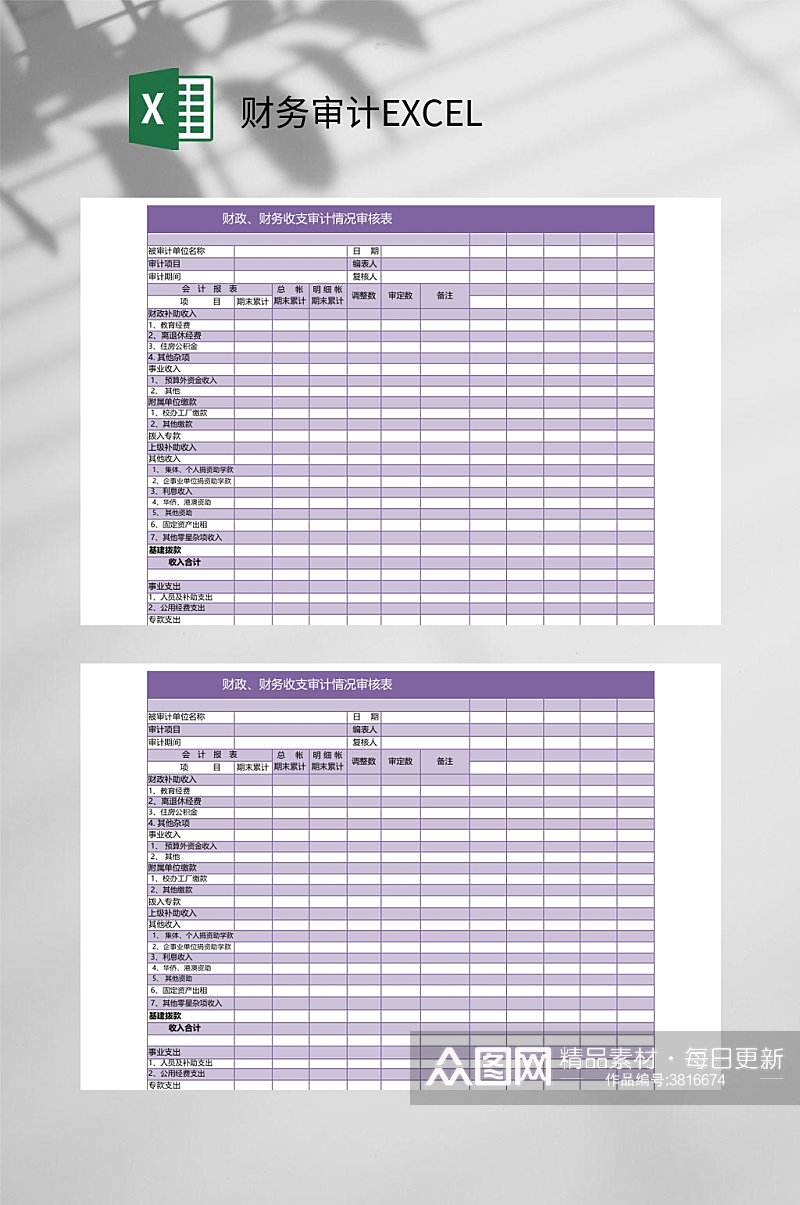 财政收支财务审计EXCEL素材