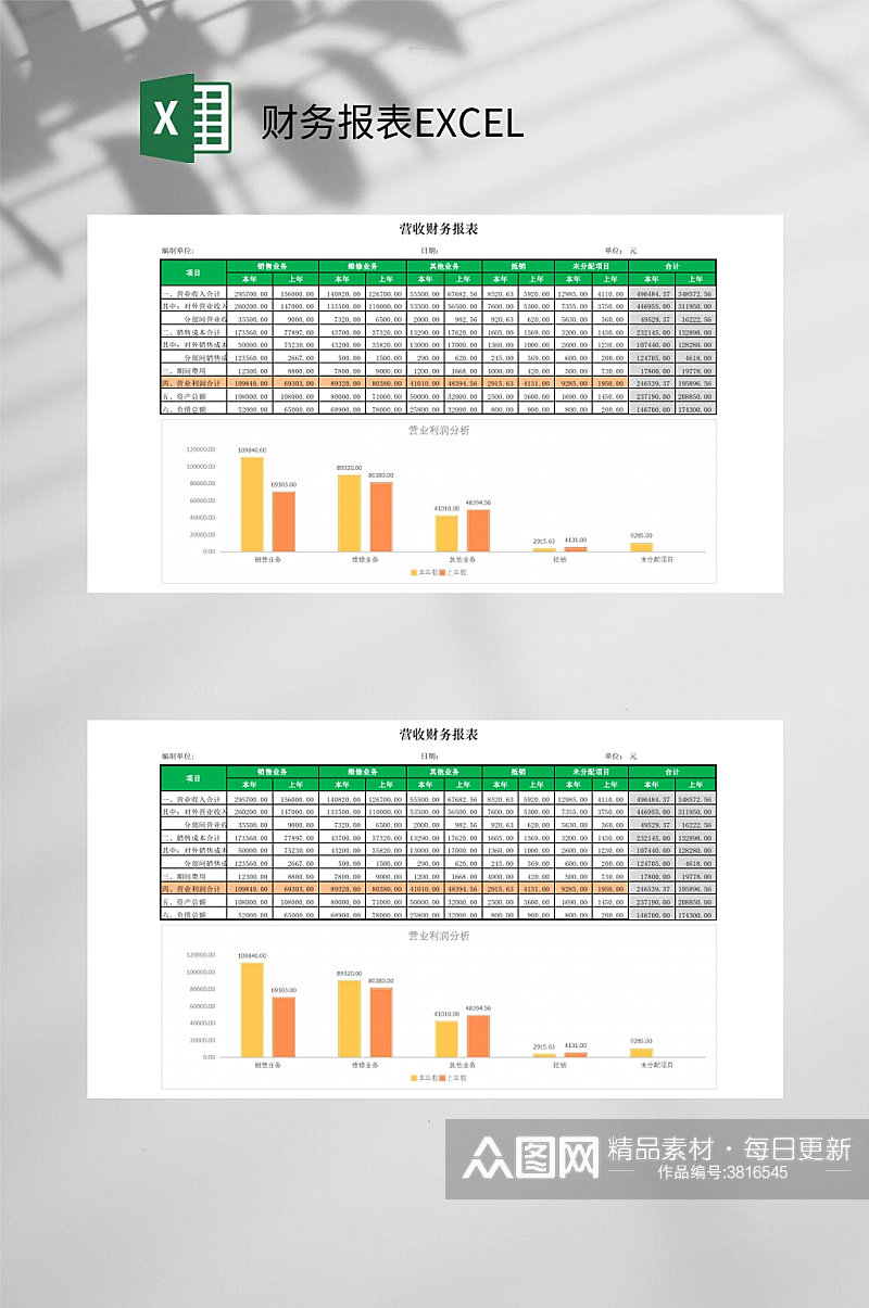 绿色财务报表EXCEL素材