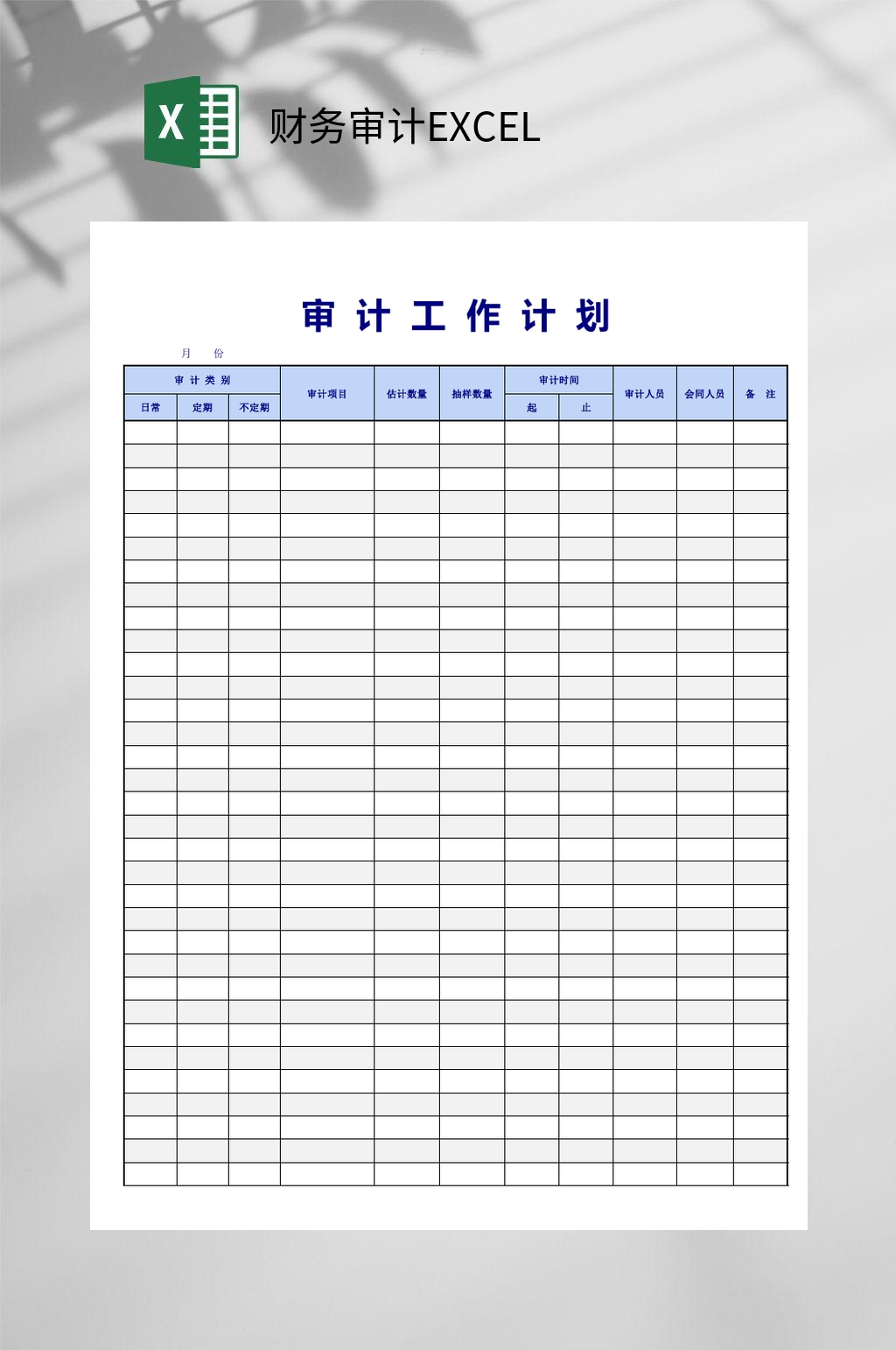 蓝色财务审计EXCEL素材
