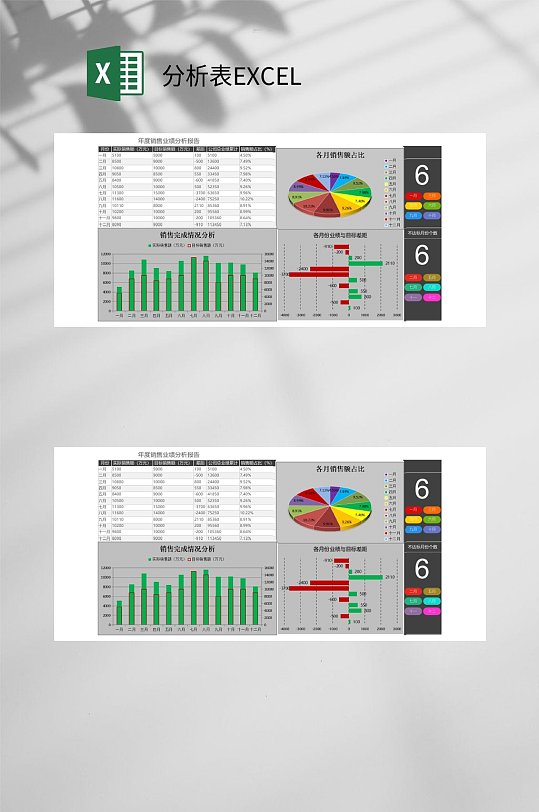 销售完成情况分析表EXCEL-众图网