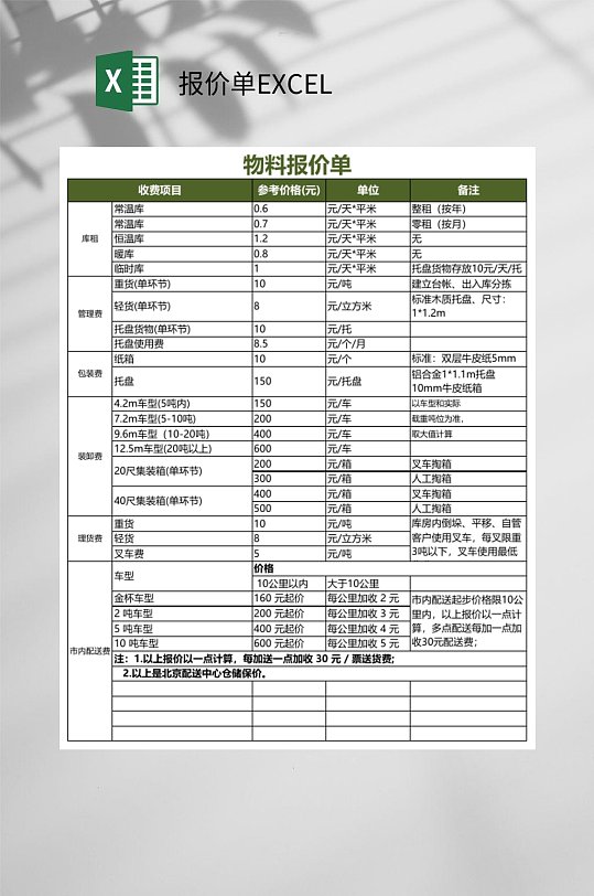 物料报价单EXCEL-众图网