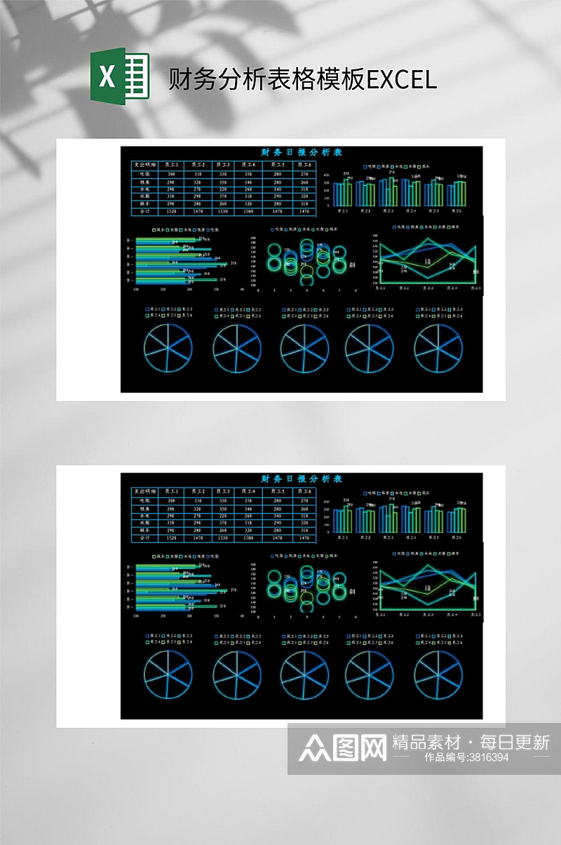 柱形财务分析表格模板EXCEL素材