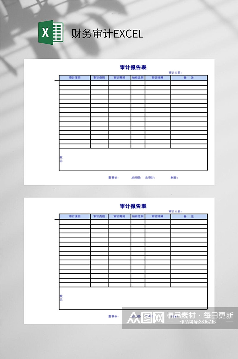 审计报告财务审计EXCEL素材