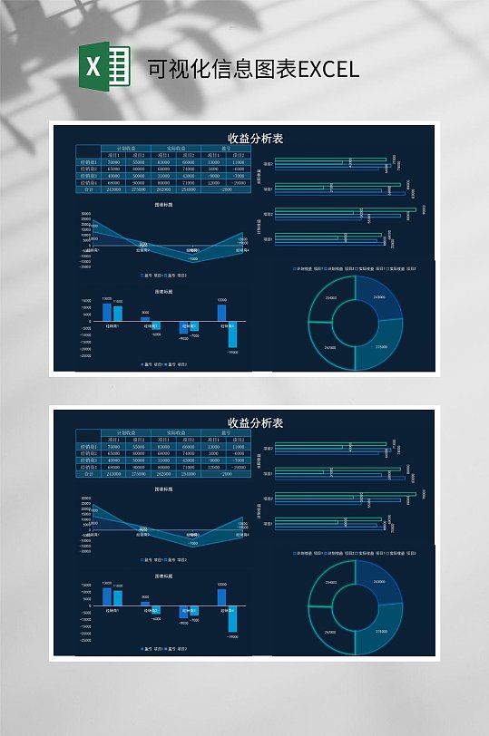 收益分析表可视化信息图表EXCEL-众图网