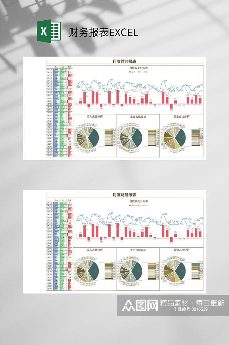 饼图财务报表EXCEL素材