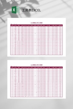 红色简洁工资表EXCEL