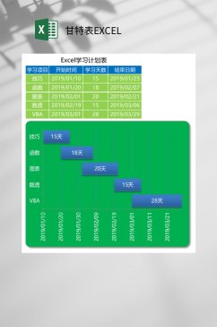 学习计划甘特表EXCEL