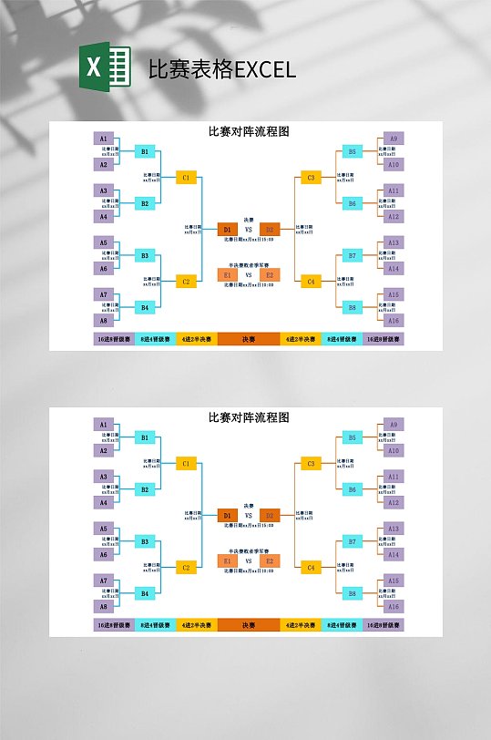 对阵流程图比赛表格EXCEL