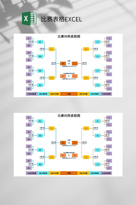 对阵流程图比赛表格EXCEL