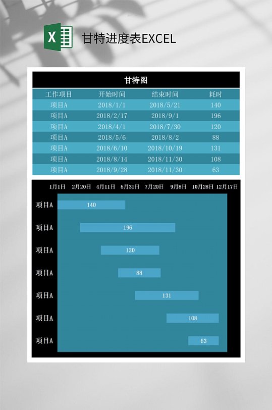 工作项目甘特进度表EXCEL