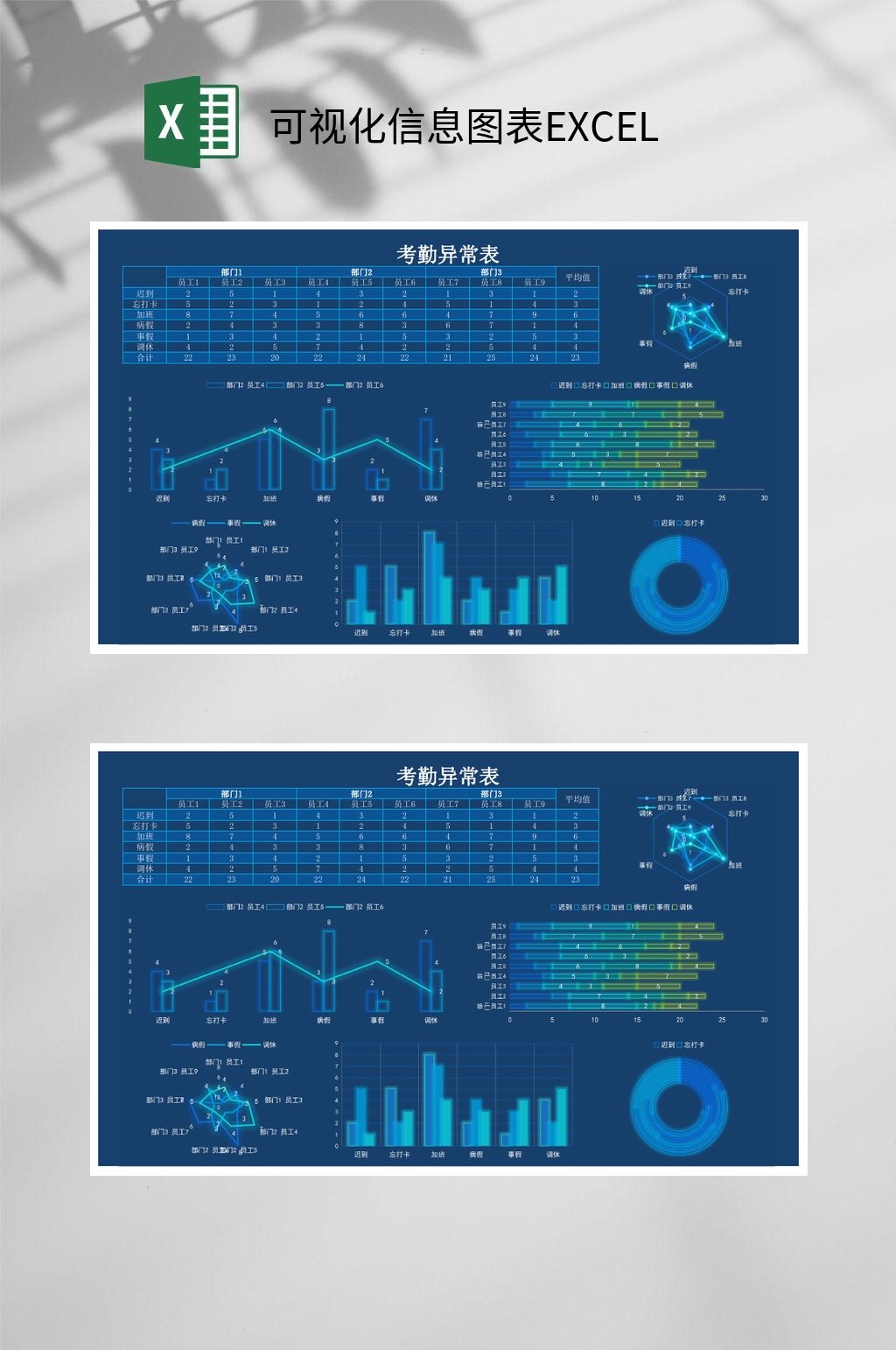 可视化信息分析图表EXCEL素材
