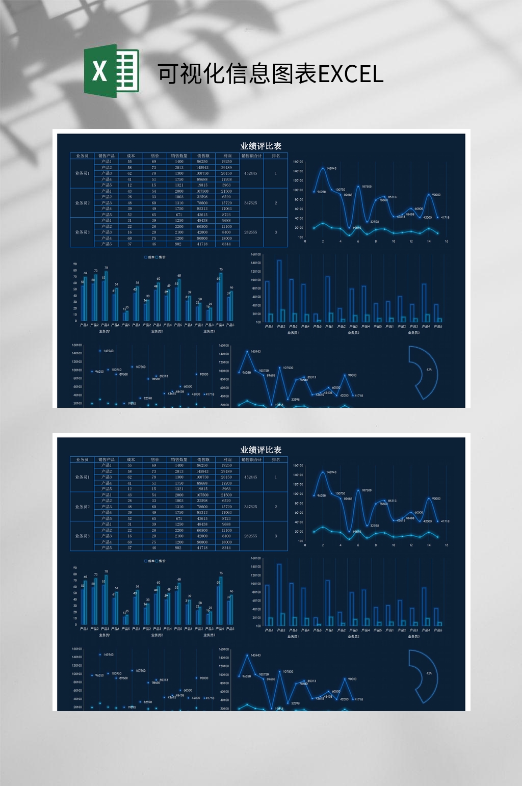 可视化信息折线图表EXCEL素材