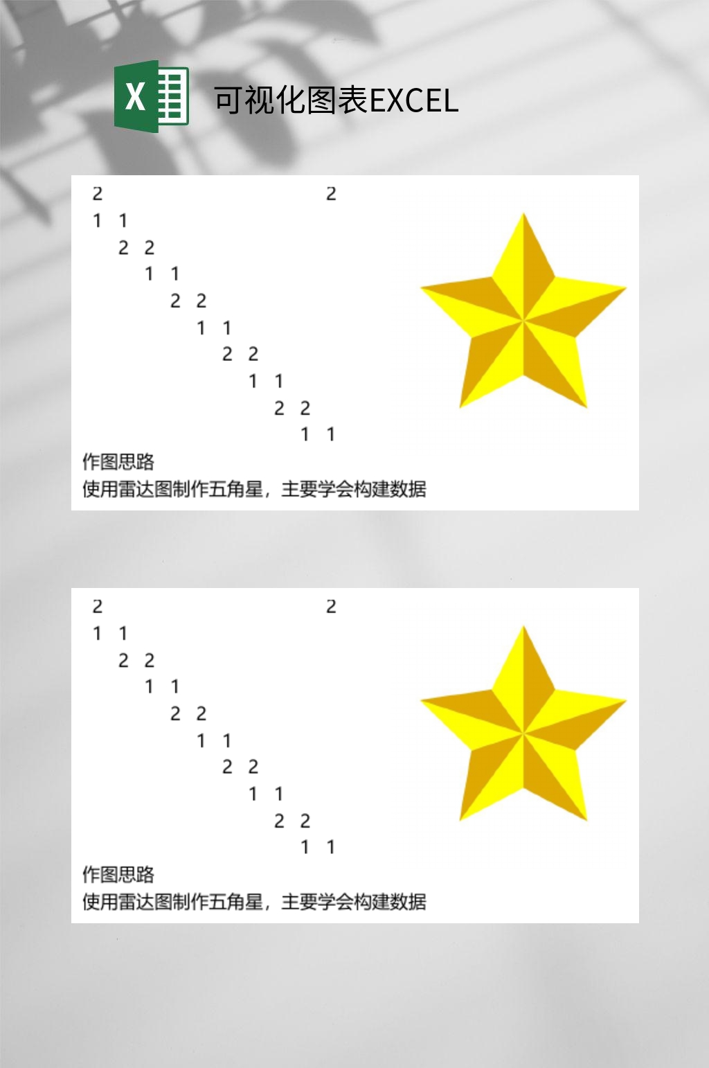 黄色五角星可视化图表EXCEL素材