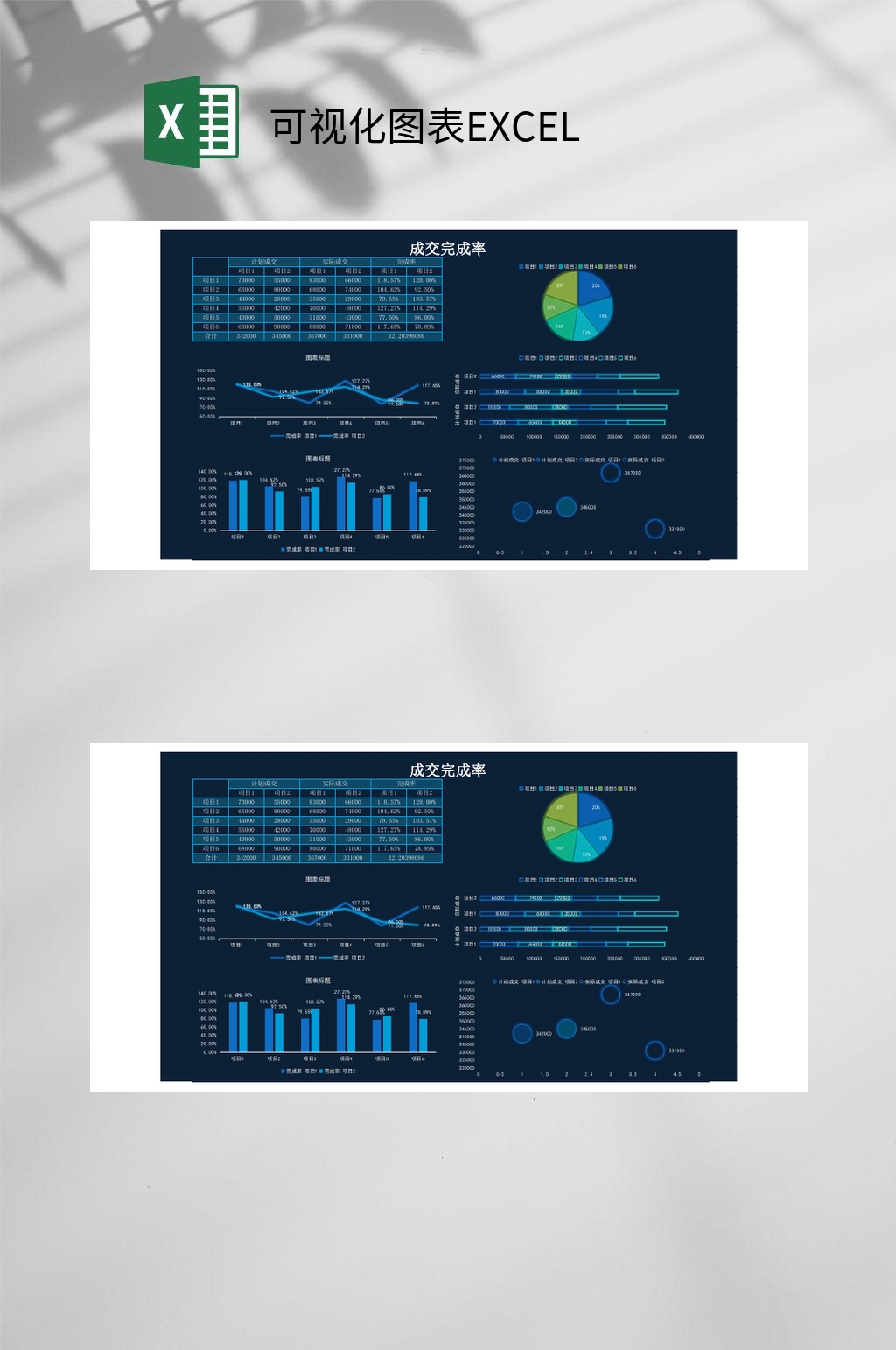 成交完成率可视化图表EXCEL素材