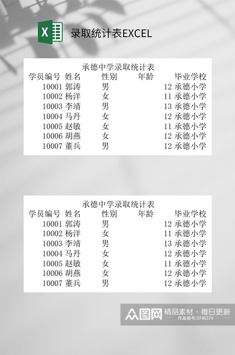 承德中学录取统计表EXCEL素材