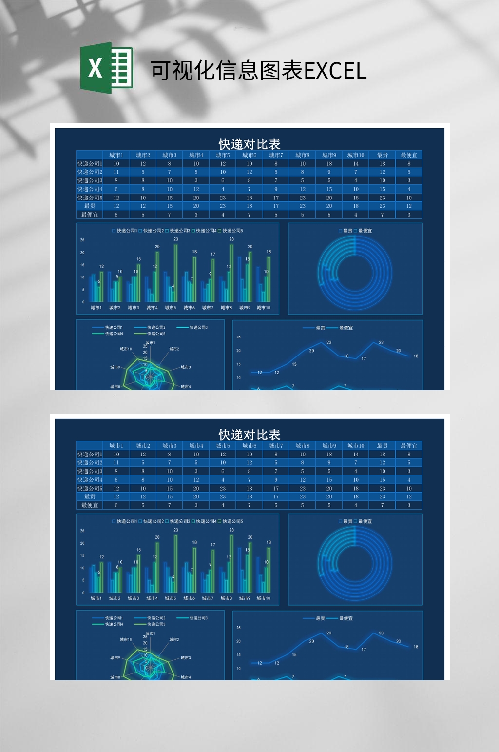 可视化信息图快速对比表素材