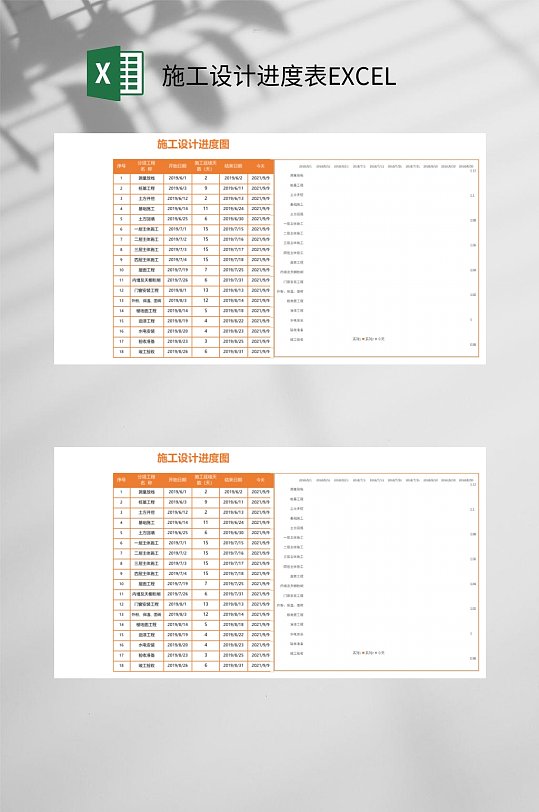 施工设计进度表EXCEL-众图网