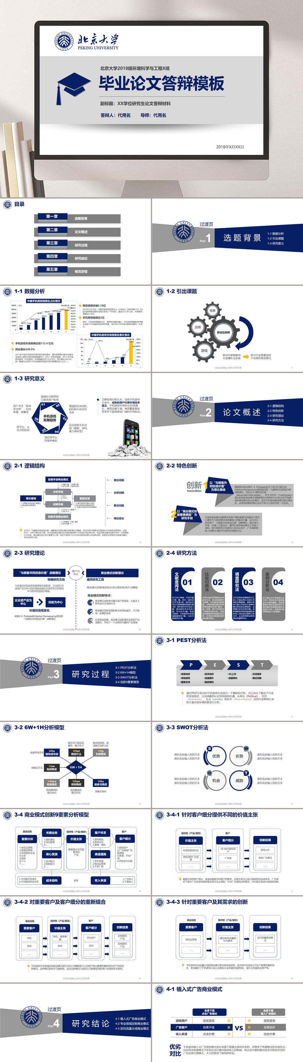 白底简约论文答辩PPT素材