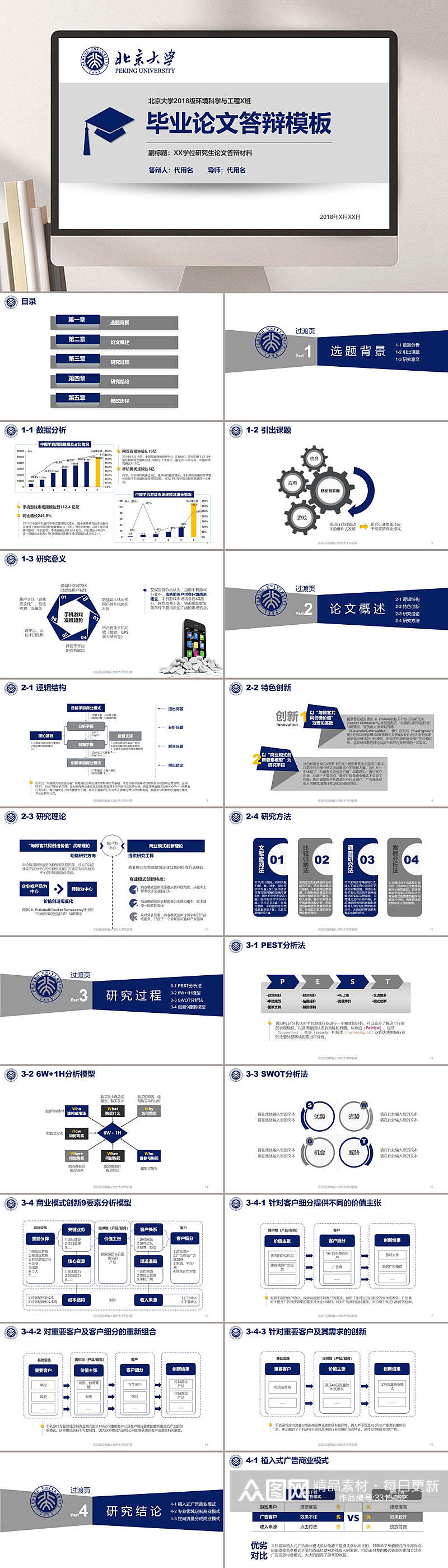 白底简约论文答辩PPT素材