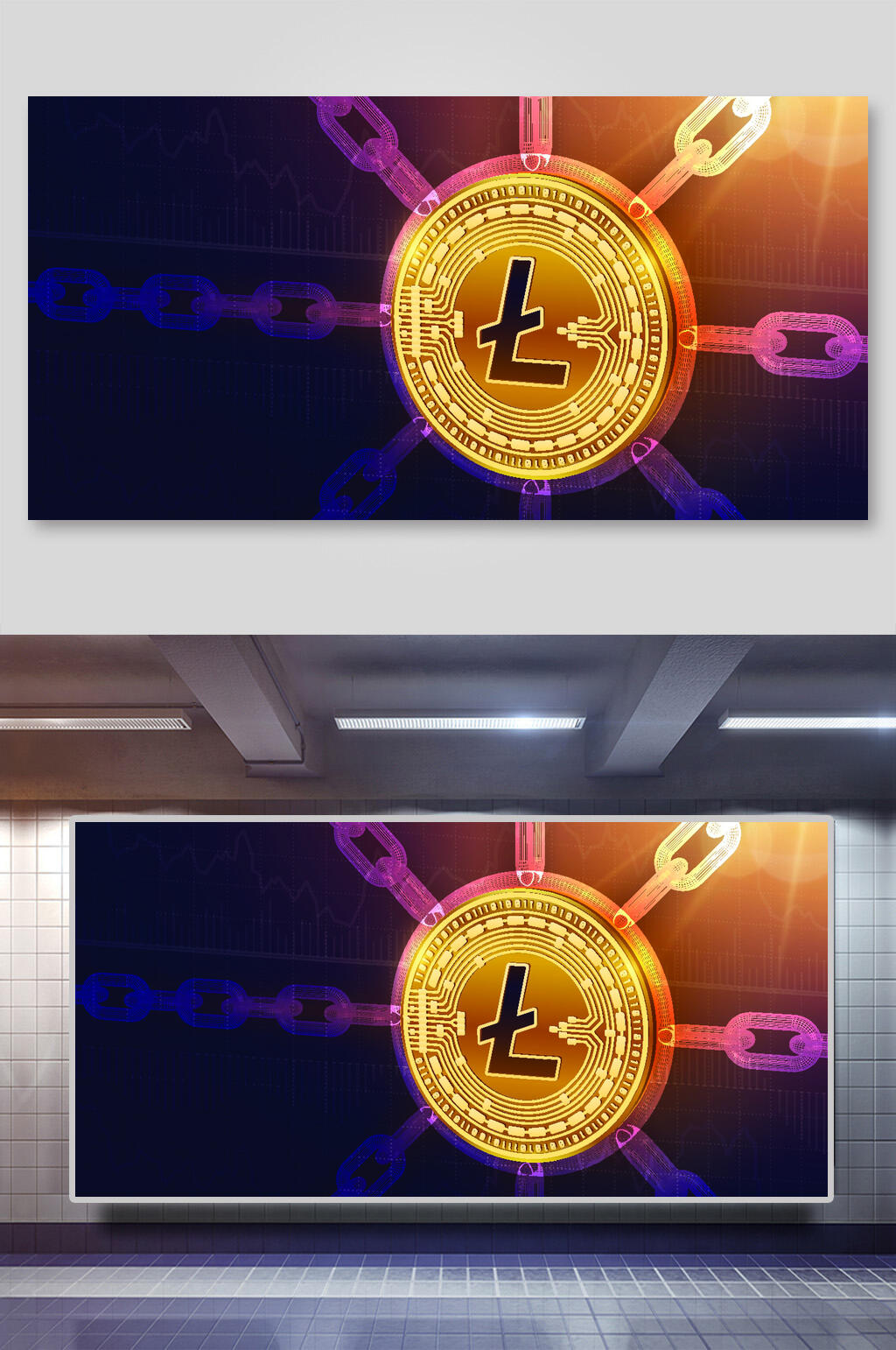 金币科技宇航网络矢量背景展板素材