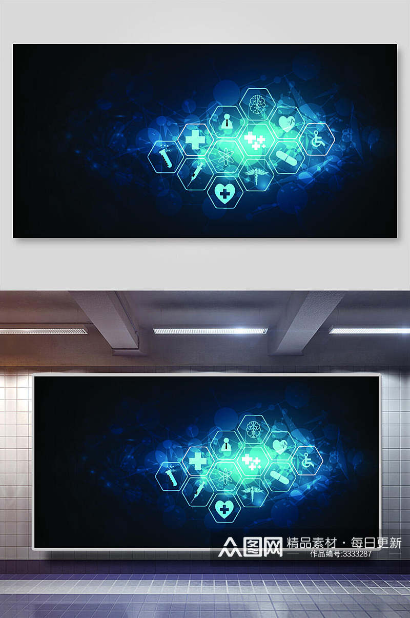 蓝绿色科技宇航网络矢量背景展板素材
