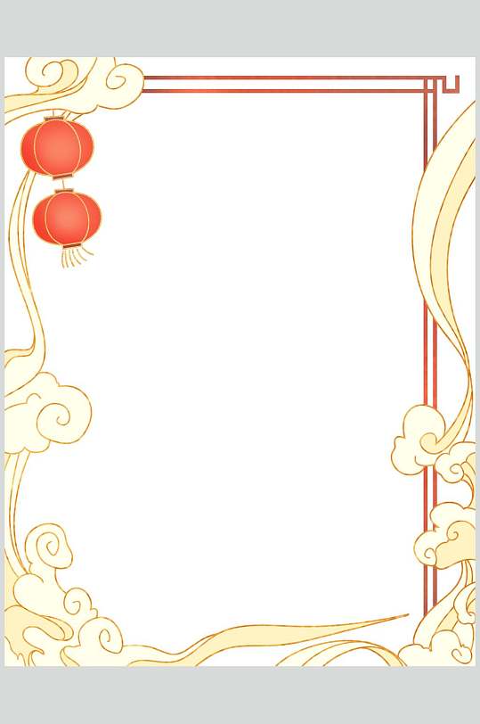 黄色灯笼创意大气清新国潮边框素材