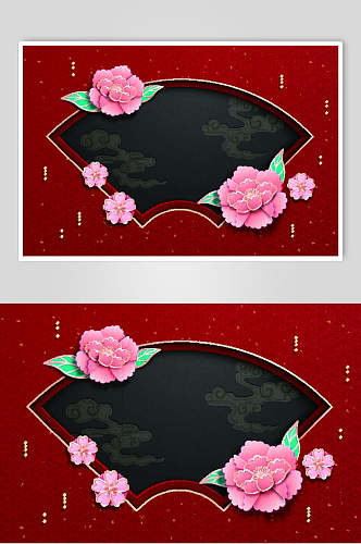 典雅大气红色花朵春节矢量素材
