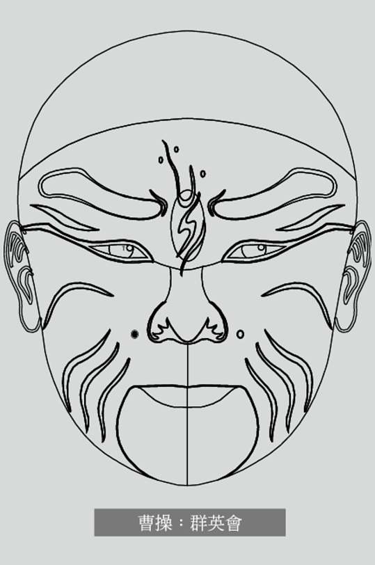 戏曲线稿脸谱矢量素材