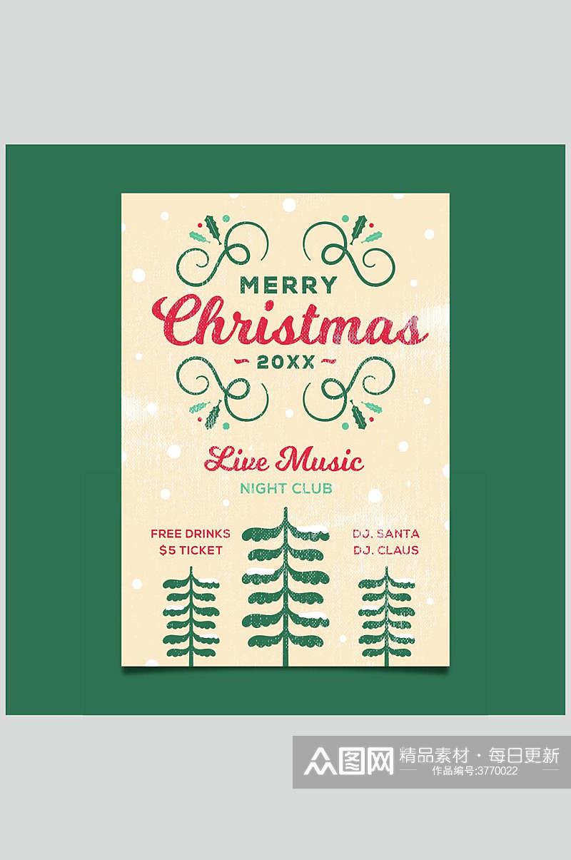绿色大气英文欧美圣诞海报矢量素材素材