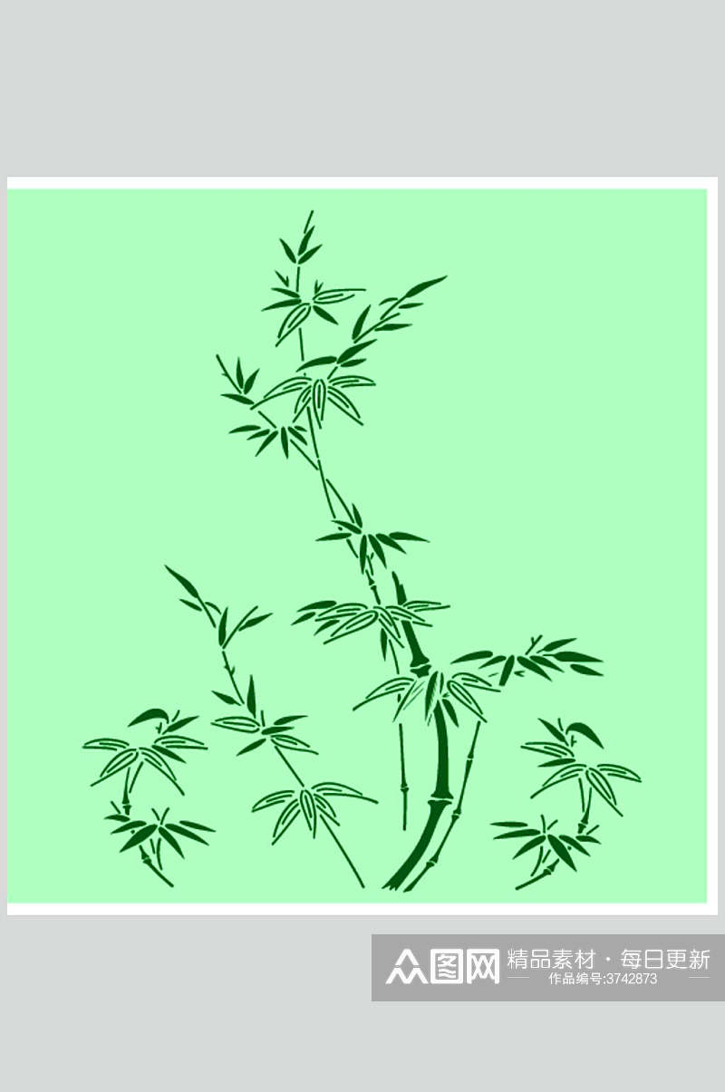 绿色创意竹叶中式古典花纹矢量素材素材