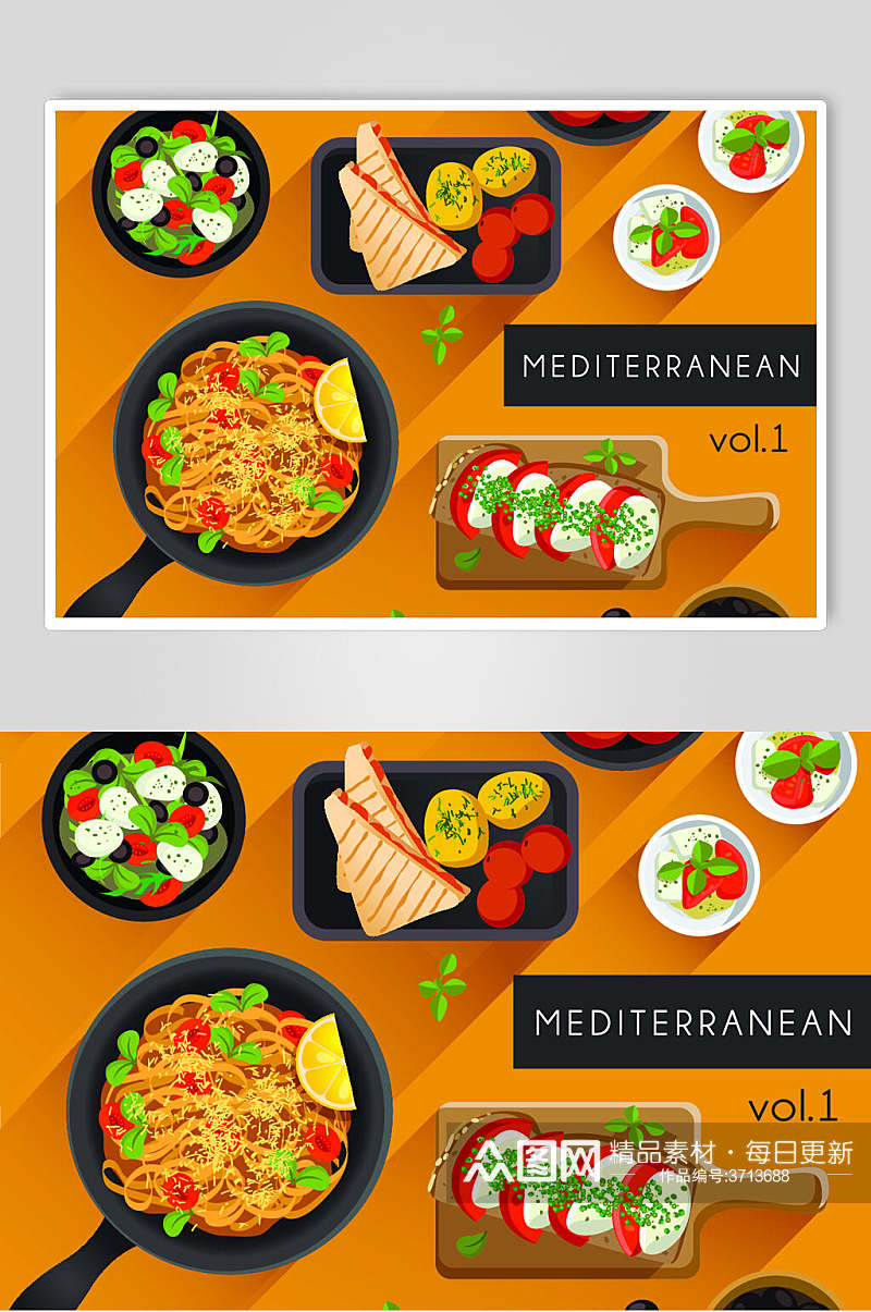 招牌意面写实美食矢量素材素材