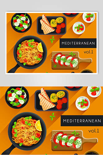 招牌意面写实美食矢量素材