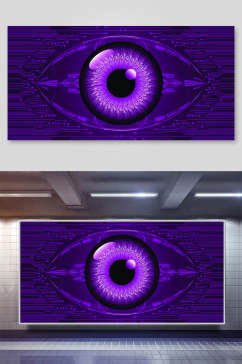 紫色眼睛科技宇航网络矢量背景展板