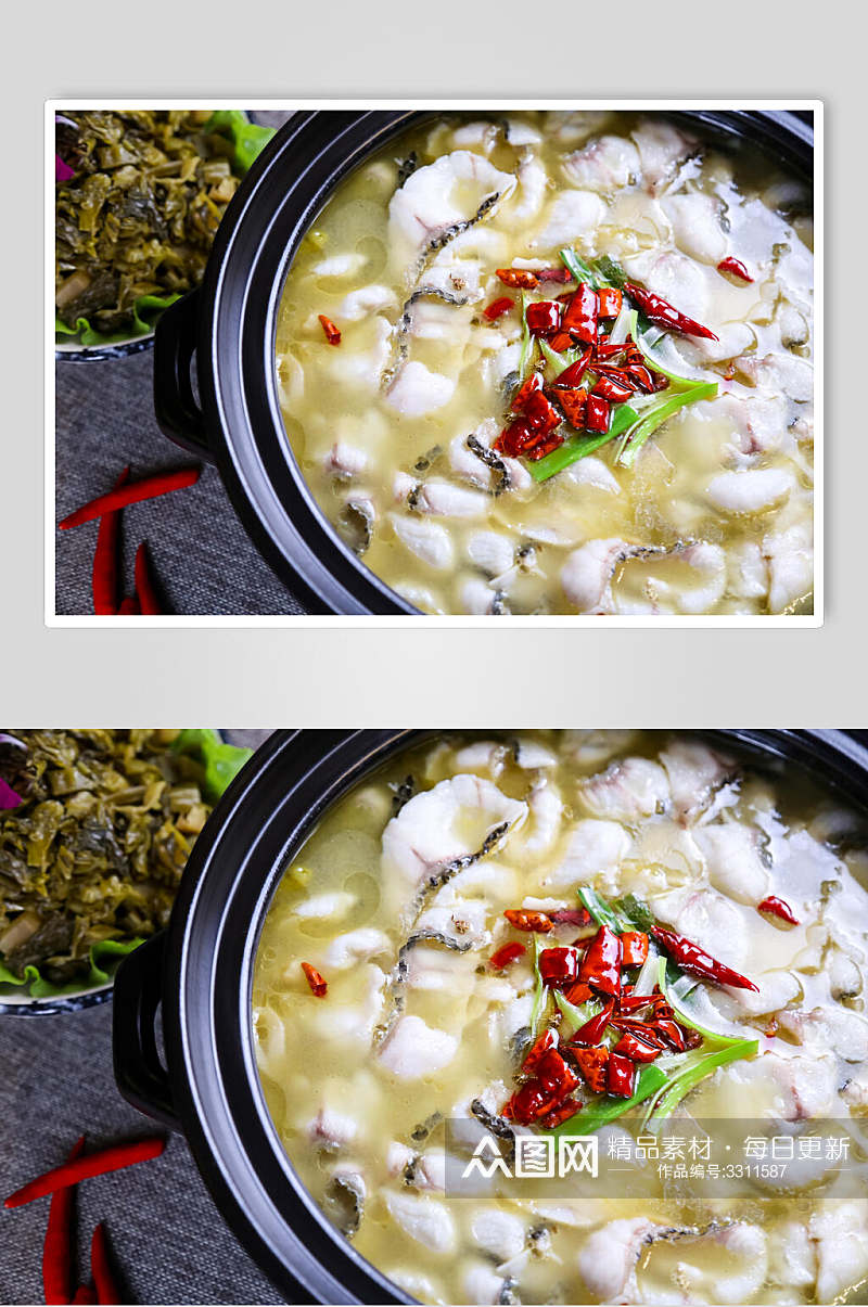 招牌美味酸菜鱼菜品摄影高清图片素材