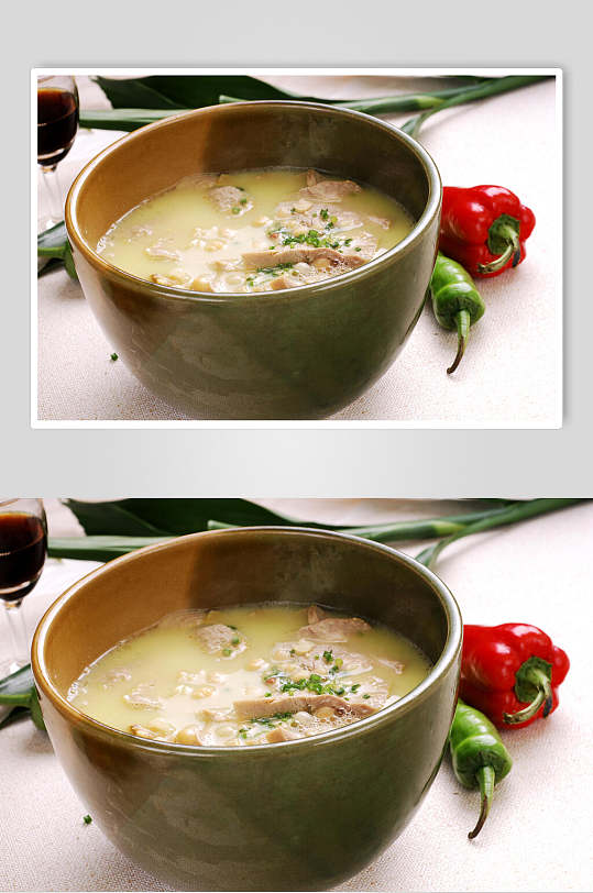 新鲜美味汤羹煲汤摄影图片