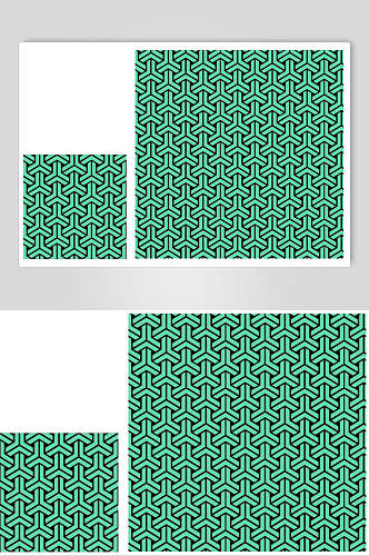 绿色对称中式古典花纹矢量素材