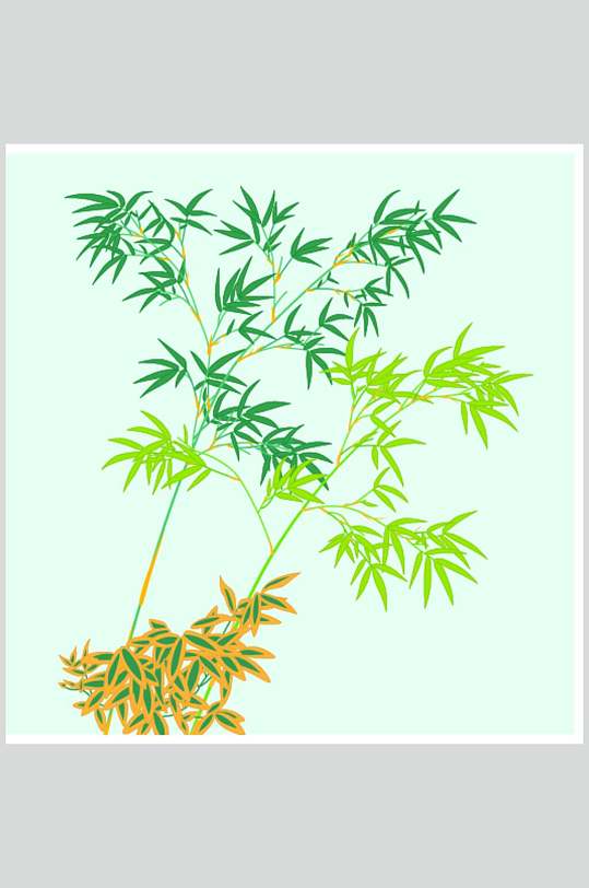小清新竹叶中式古典花纹矢量素材