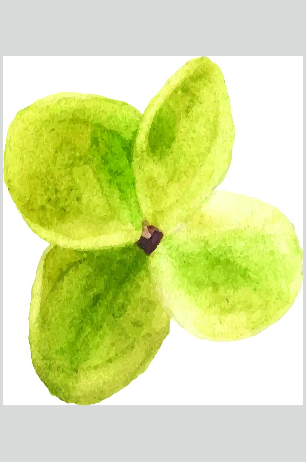 黄绿色水彩动物花卉矢量素材素材
