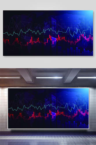 股票科技宇航网络矢量背景展板