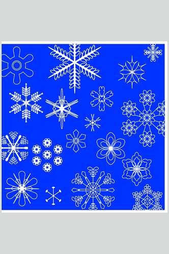 蓝色对称雪花中式古典花纹矢量素材