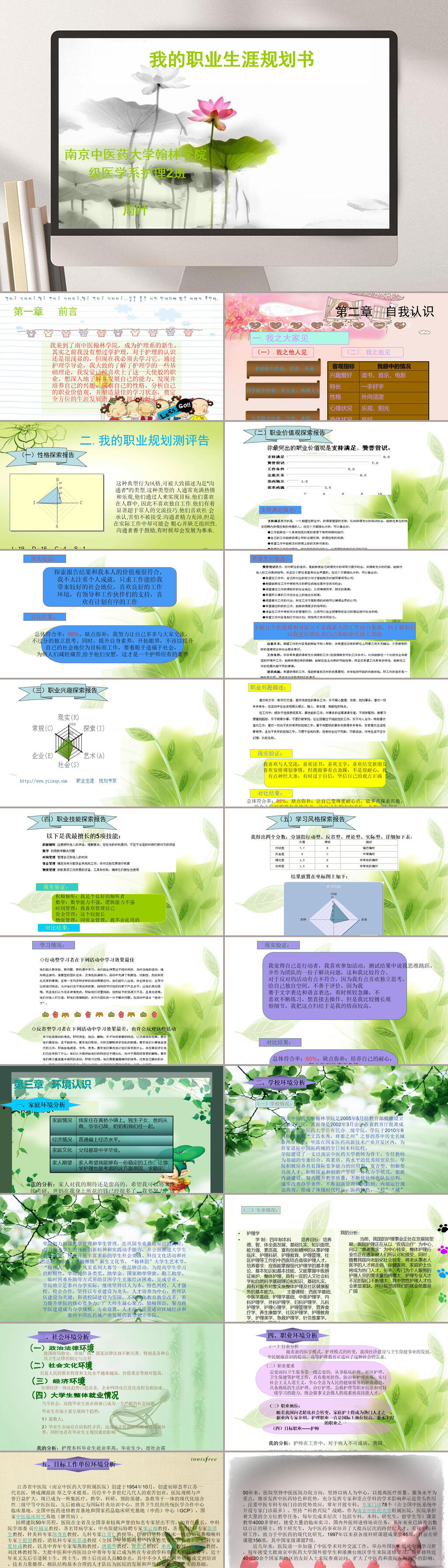 荷花水墨画大学生职业生涯规划PPT素材