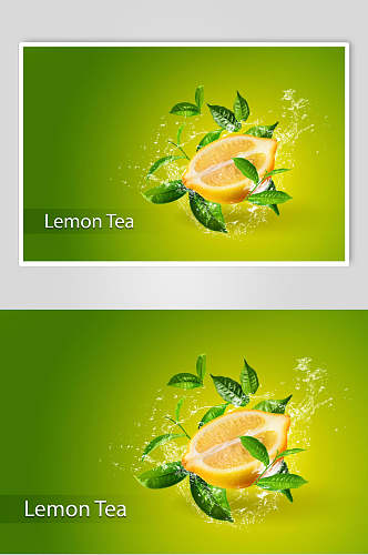 绿色清新柠檬水果背景素材