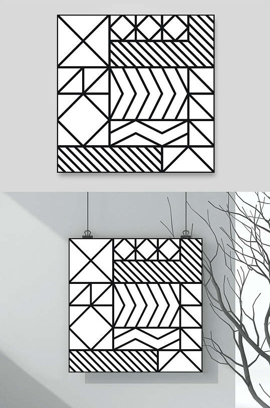 简约创意黑白几何色块矢量素材