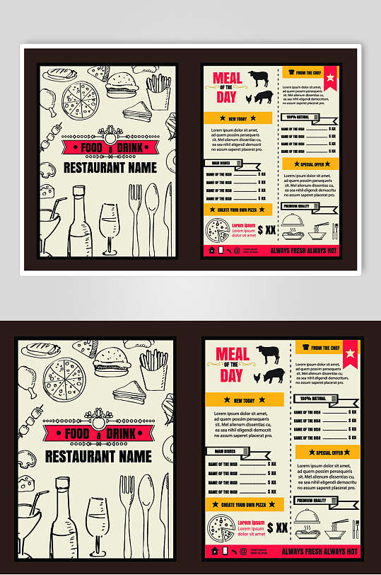 欧美西餐快餐素材菜单