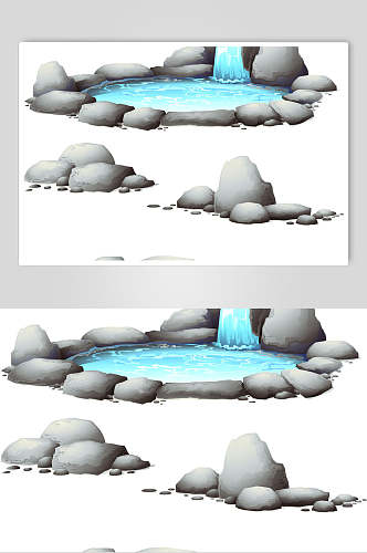 创意山水游戏场景矢量素材