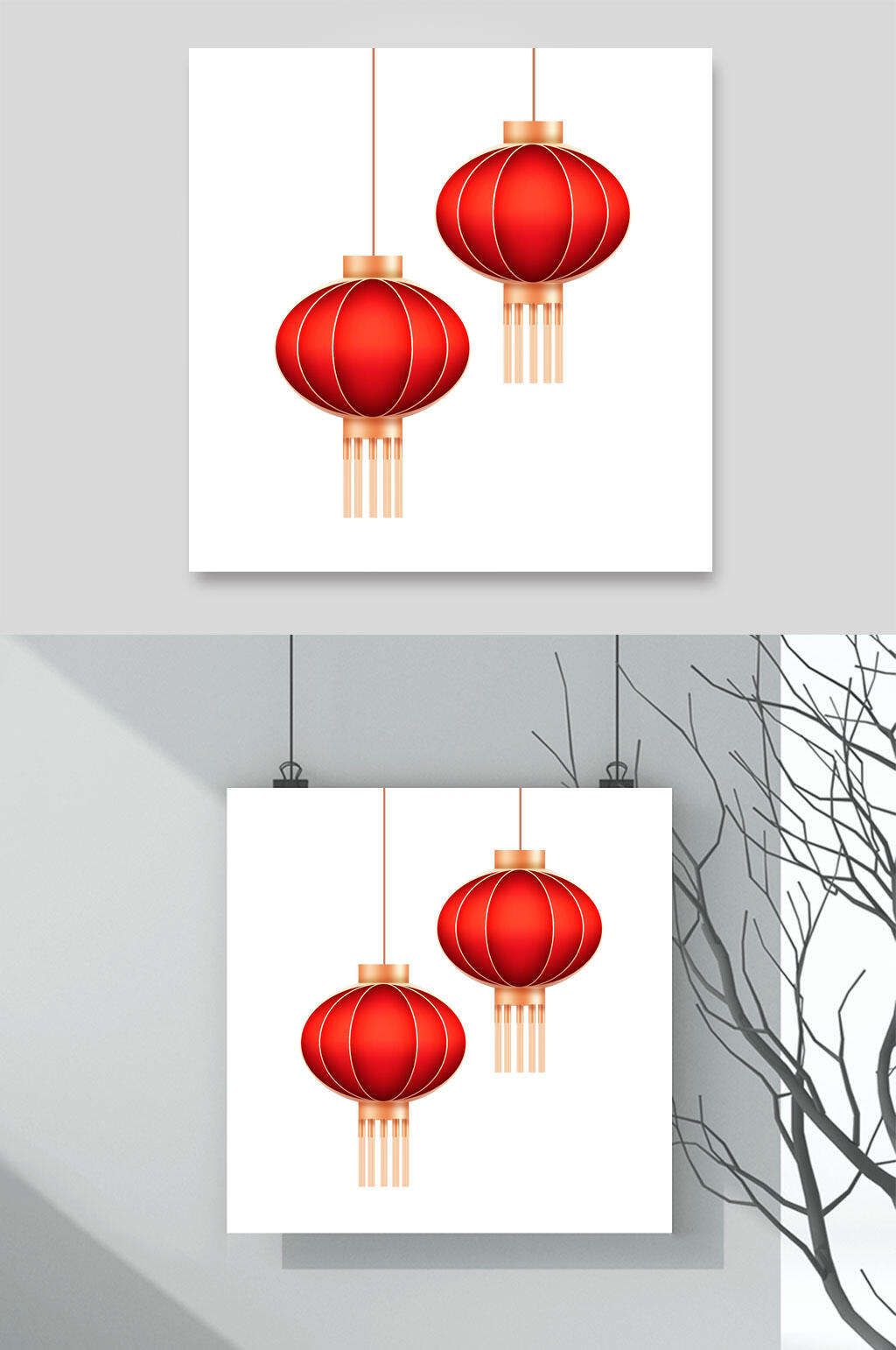 高端时尚红色中国风传统灯笼素材素材
