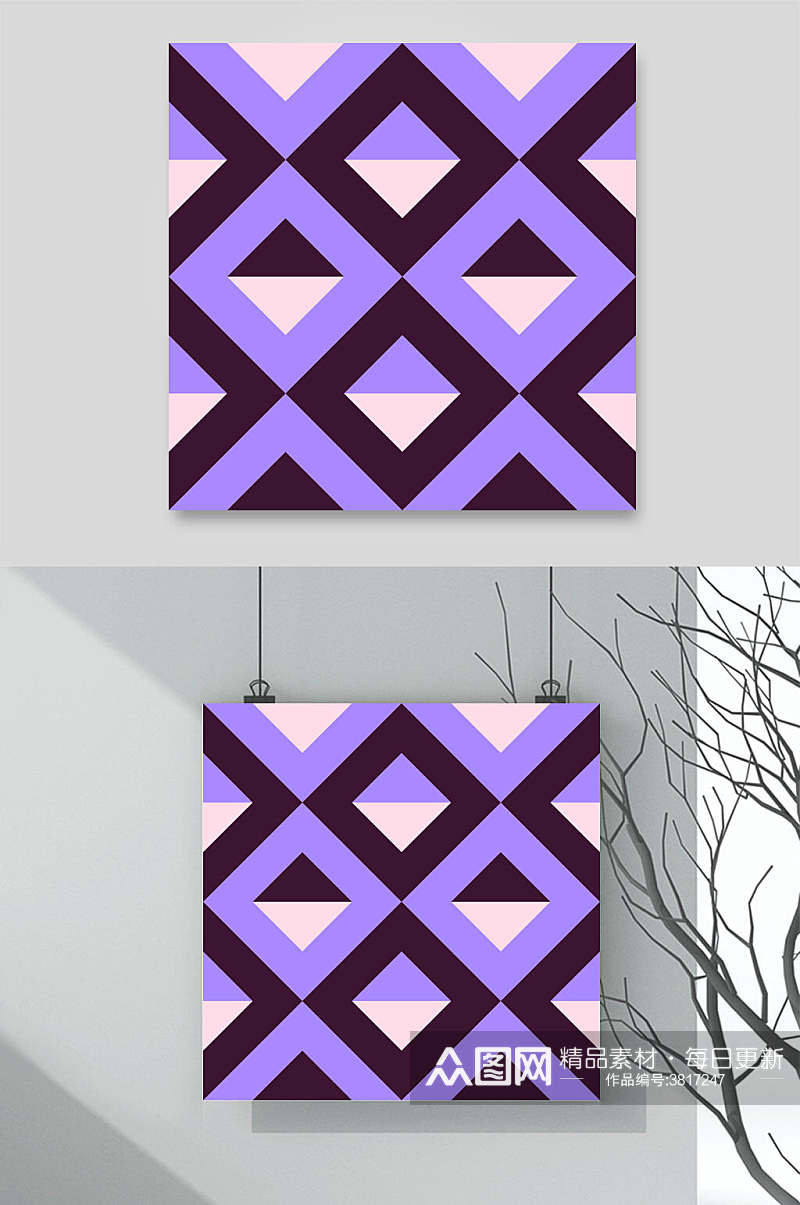 紫色方块几何色块矢量素材素材