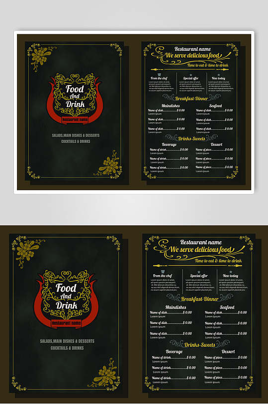 时尚西餐快餐素材菜单