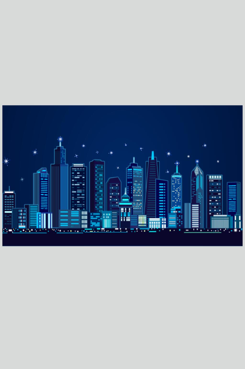 科技创意时尚城市建筑插画矢量素材素材