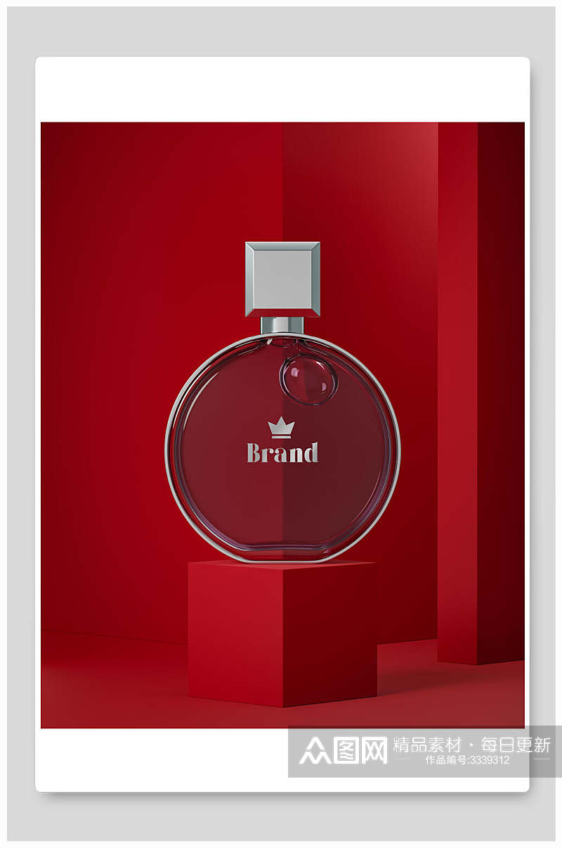 高端奢华香水瓶红色大气高奢香水背景素材